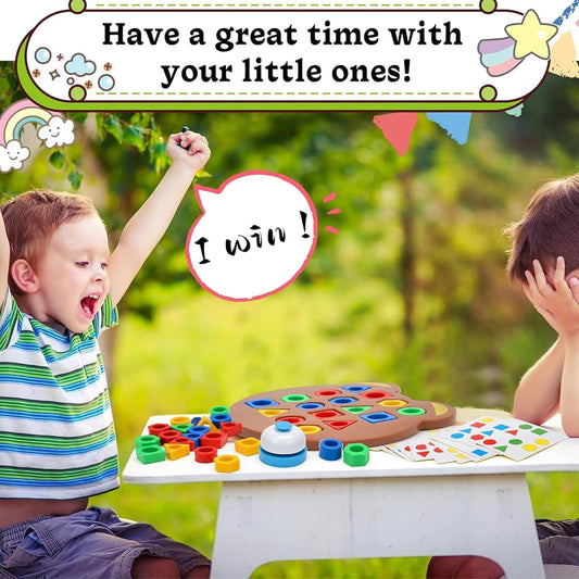 Geometric Shape and Color Matching Puzzle Board Game with Bell for Kids 3+ Years | Sensory Educational, Fun and Learning Toy for Children | Ideal for Gifting