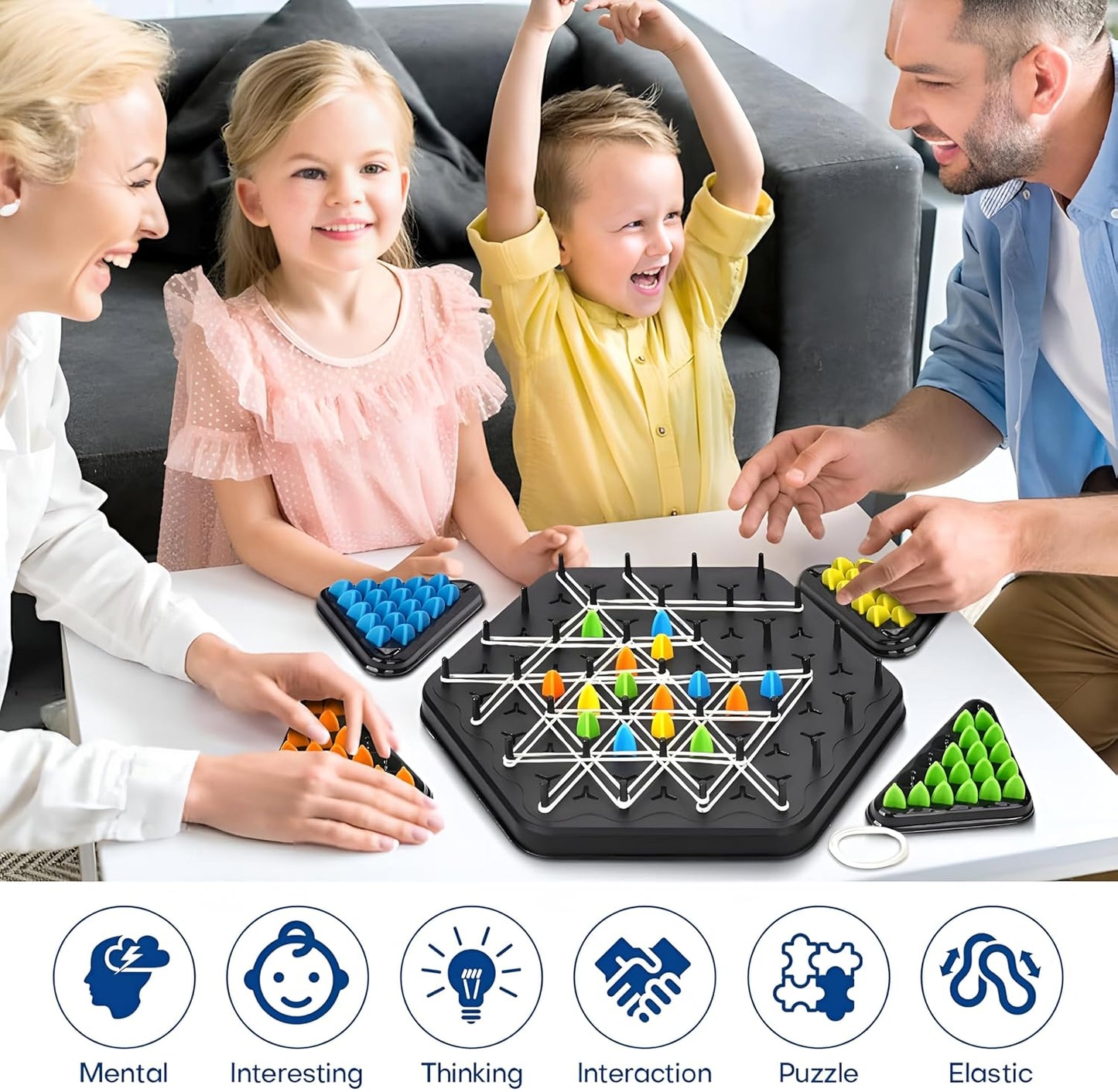 Triangle Chess Game, Triggle Game, Board Games for Family Game Night - Family Board Games for Kids and Adults - 2-4 Players - Ages 3 Years and Up