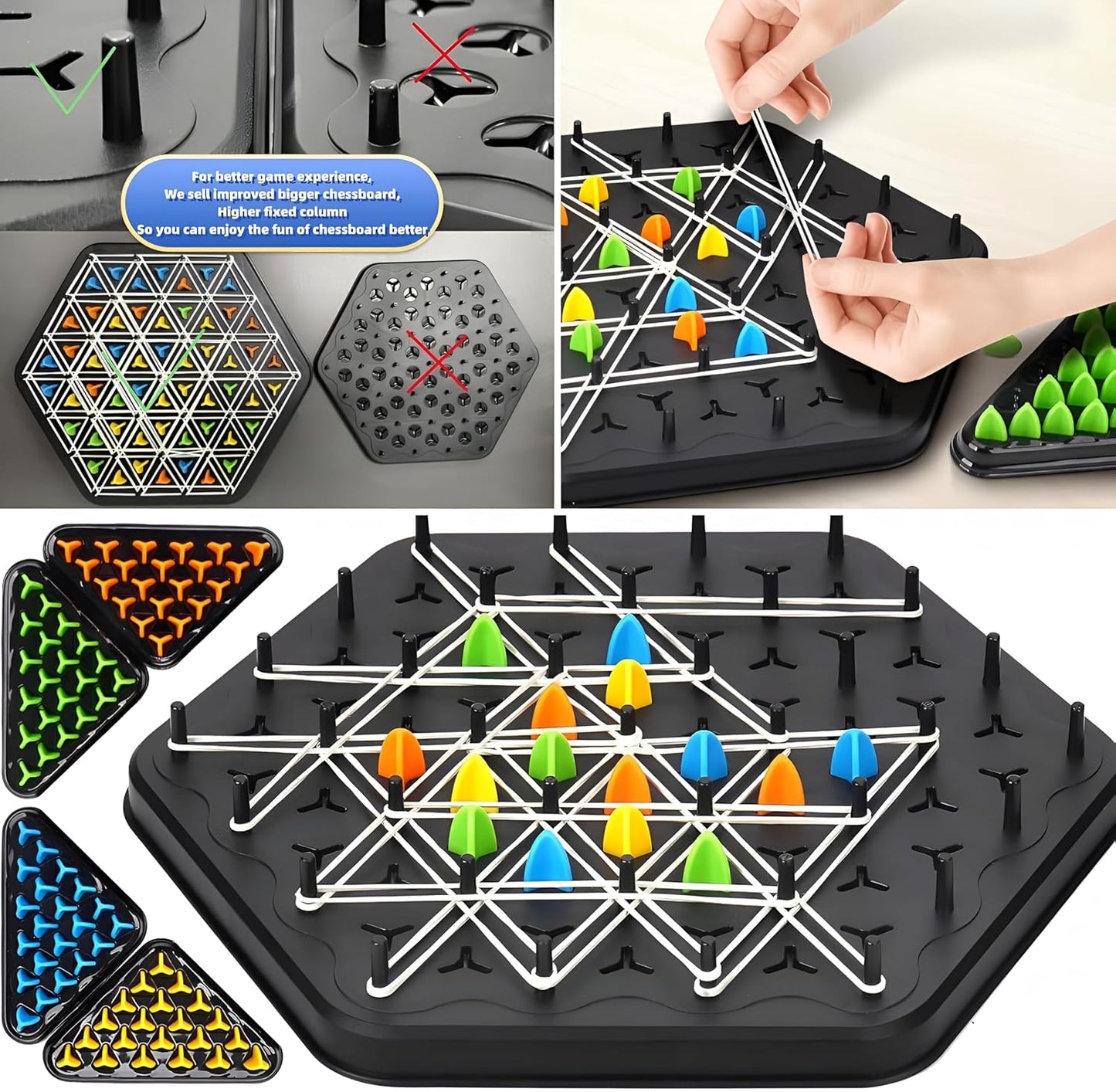 Triangle Chess Game, Triggle Game, Board Games for Family Game Night - Family Board Games for Kids and Adults - 2-4 Players - Ages 3 Years and Up