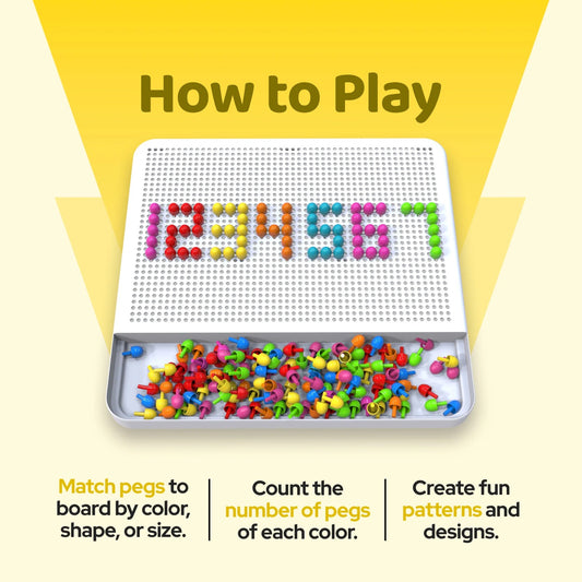 Creative Learning Combo – Mushroom Nails Peg Board + Alpha Numeric Puzzle Educational Toys