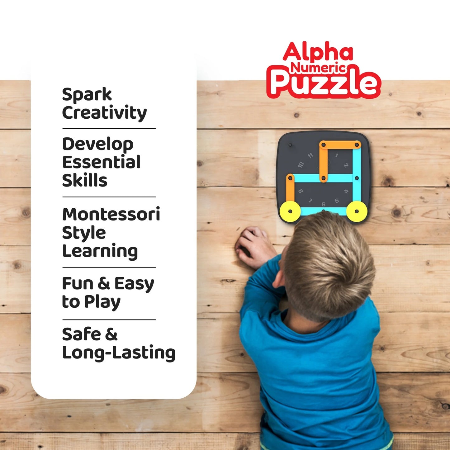 Creative Learning Combo – Mushroom Nails Peg Board + Alpha Numeric Puzzle Educational Toys